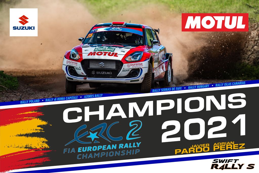 Suzuki se ha proclamado campeón del FIA European Rally Championship ERC2 con Javier Pardo y Adrián Pérez, que sumaron una nueva victoria –la sexta de la temporada- en el Rally Islas Canarias, poniendo el broche de oro a un año perfecto